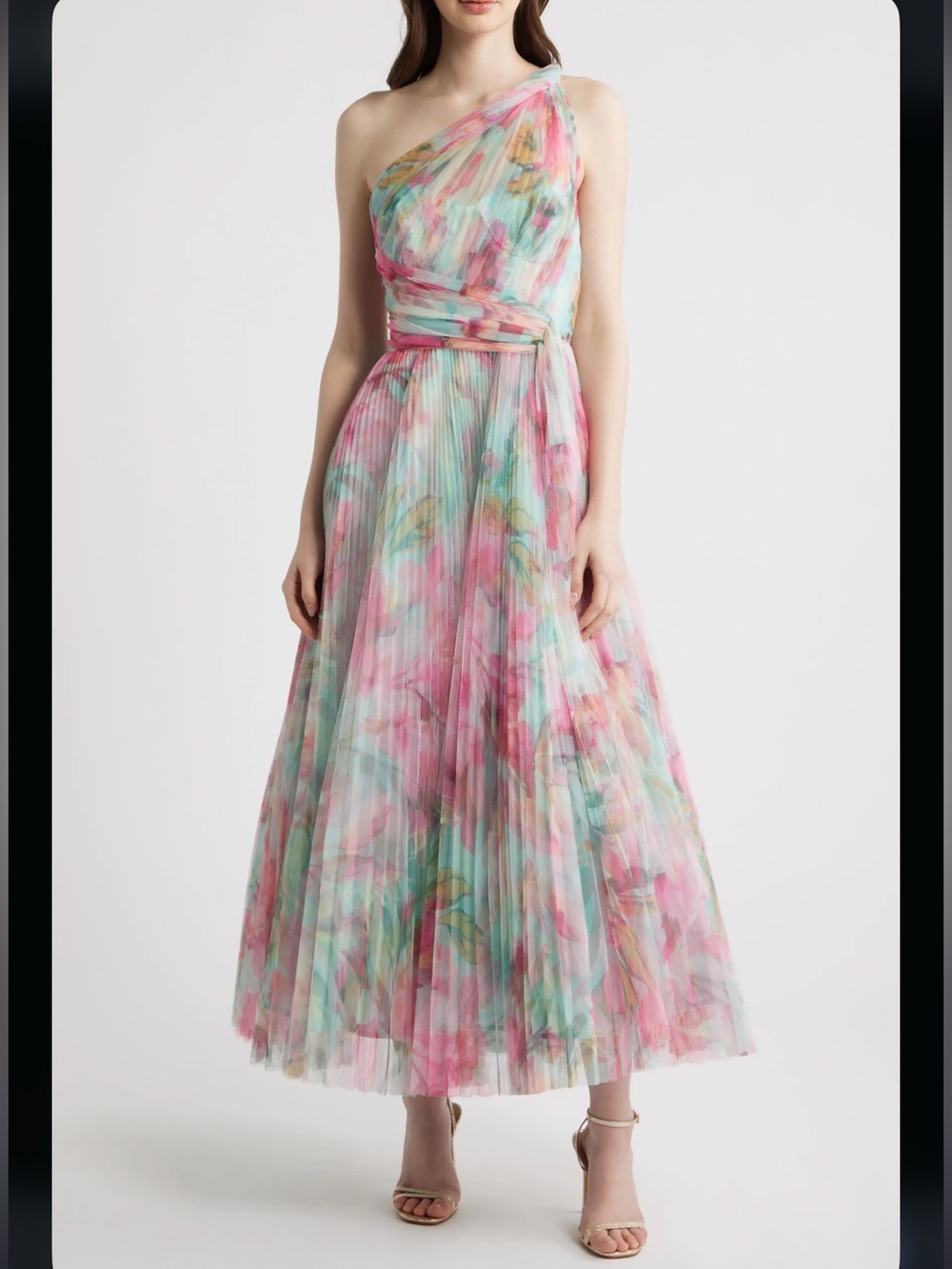 Hutch Philippa One-Shoulder Gown Mint Tropical